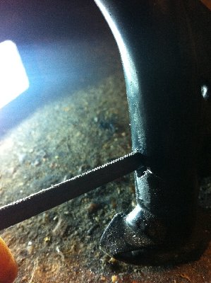 3 junior hacksaw blades stuck together cut me the pin notch about right. Jeez, it's cold on a garage floor in the winter!